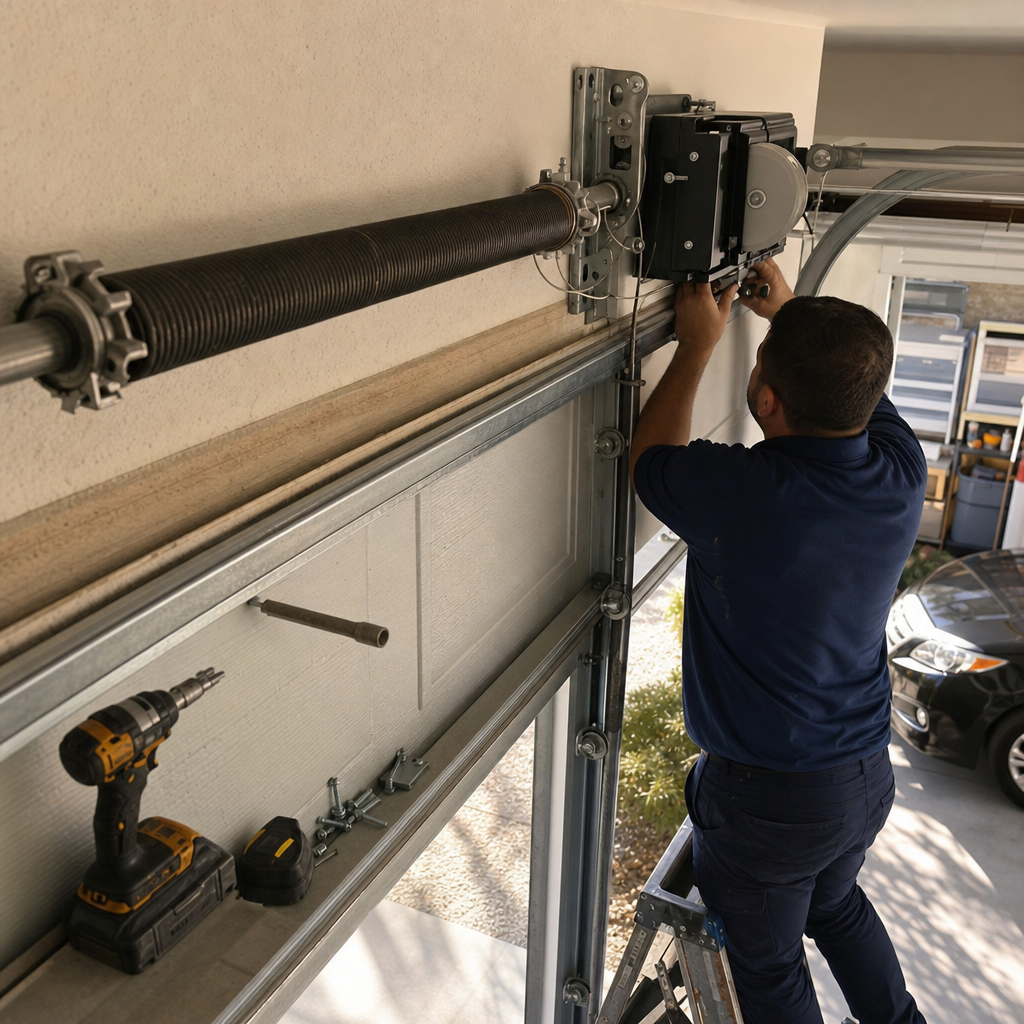 Garage door opener repair by professional technician